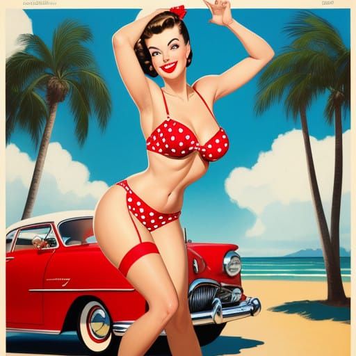 Pin-Up Girl in 1950s Style