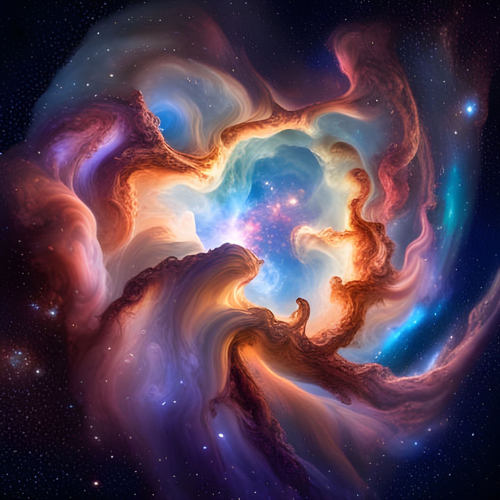 Exploding Nebula in Shimmering Astral Galaxy