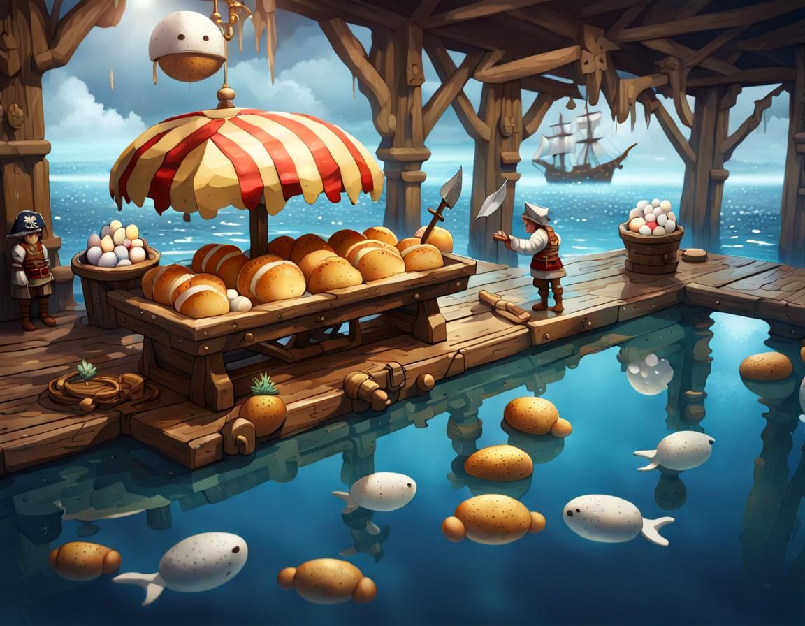 Adorable Bread Stand in a Surreal Landscape