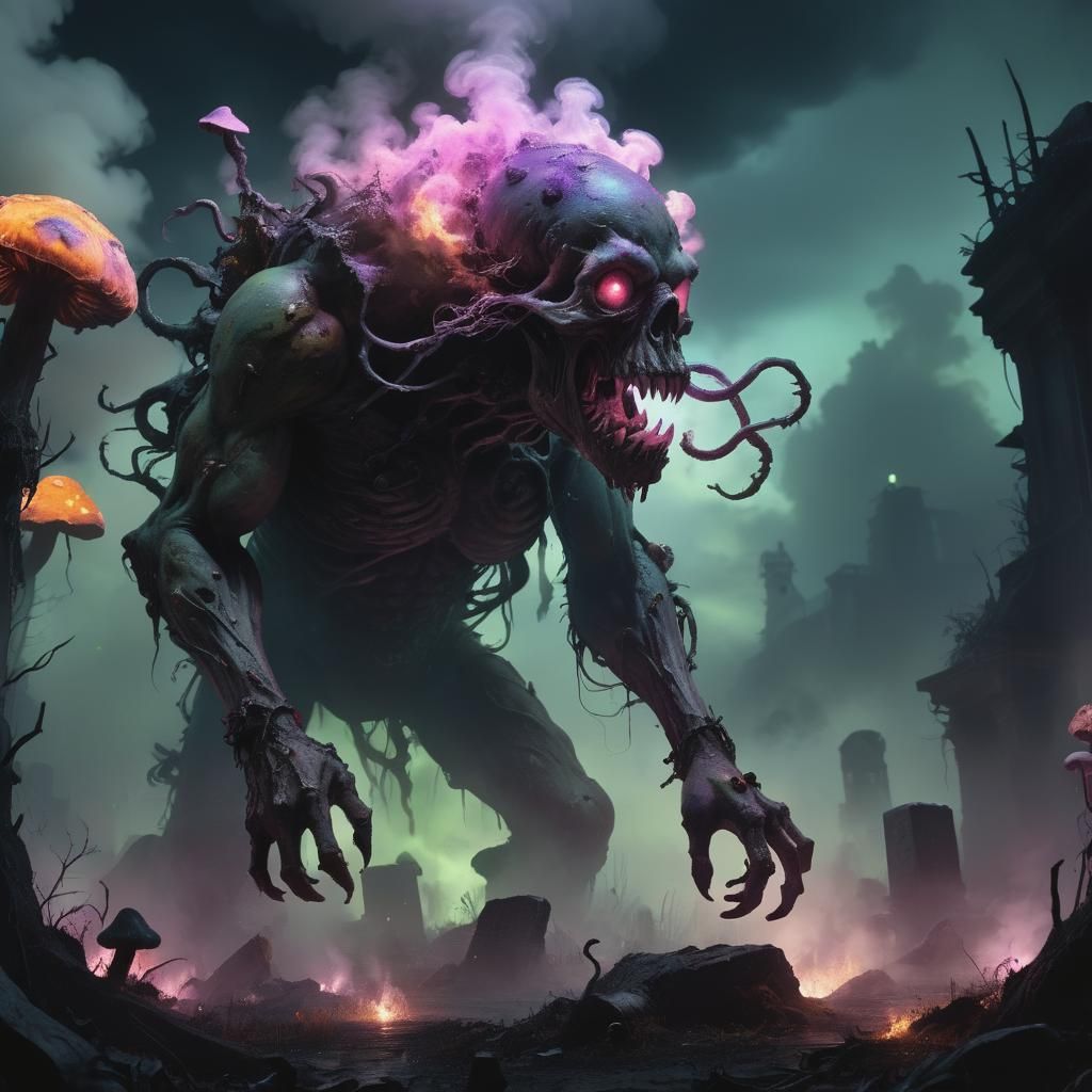 Grotesque Creature Emerges in Post-Apocalyptic Graveyard