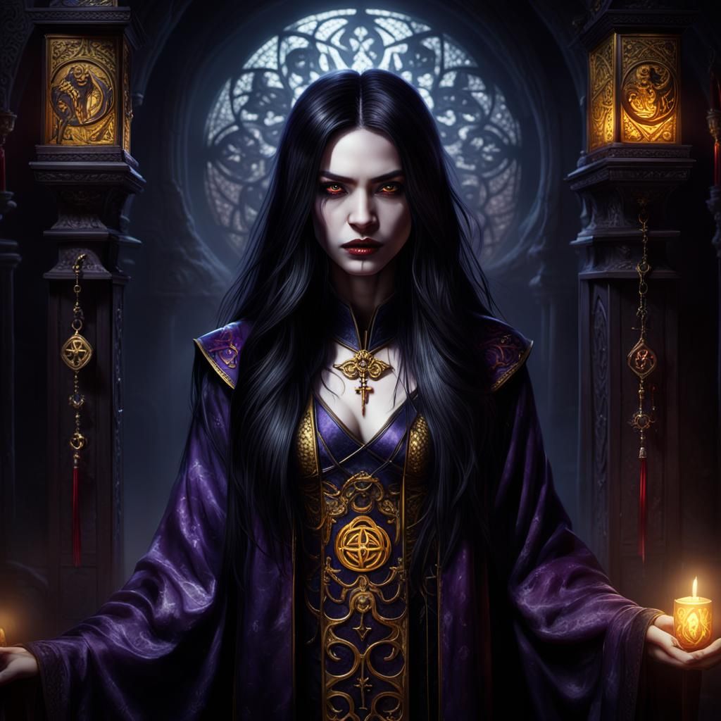 Mystical Vampire in Dark Fantasy Chamber