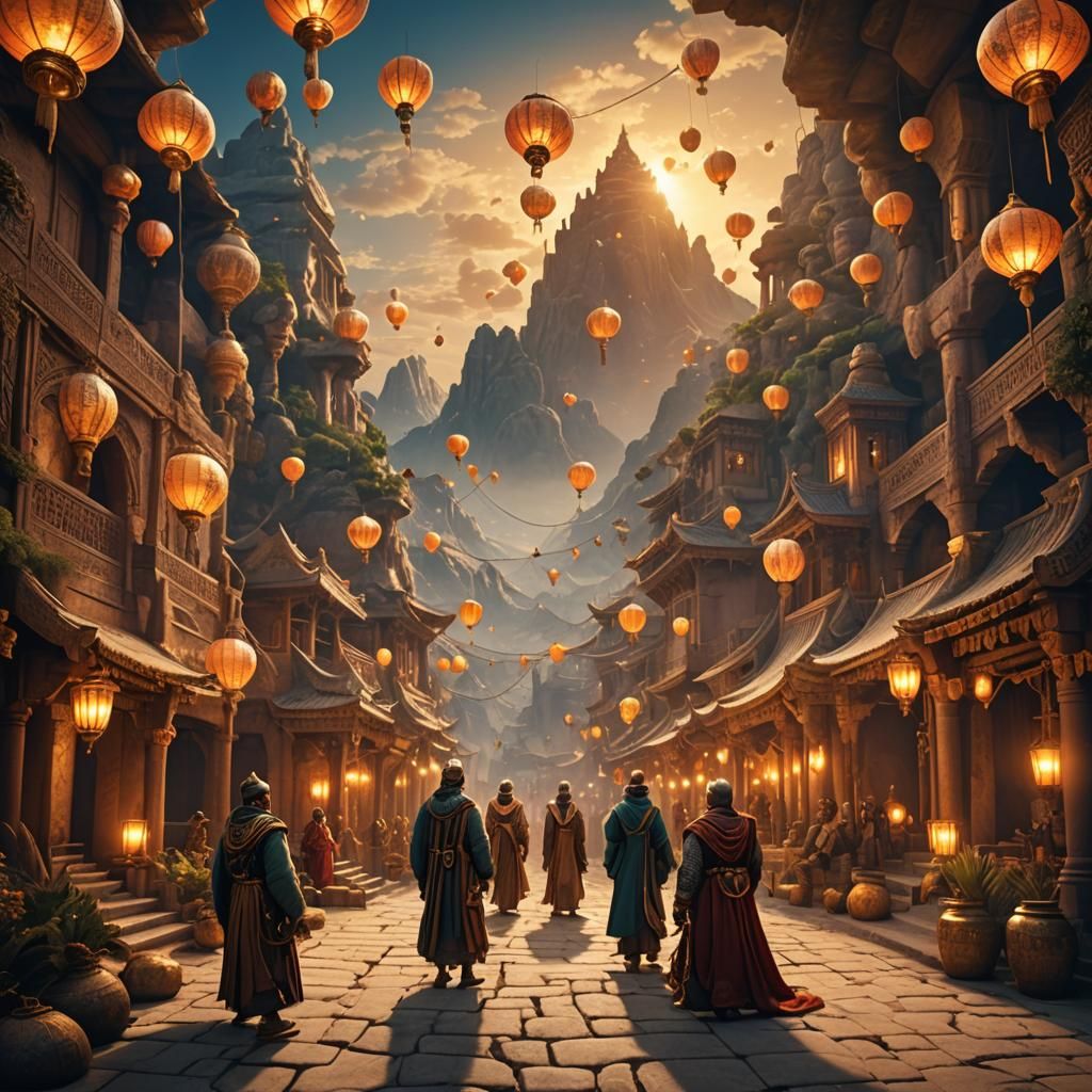 Mystical Gathering of Ancient Wise Men: Fantasy Art