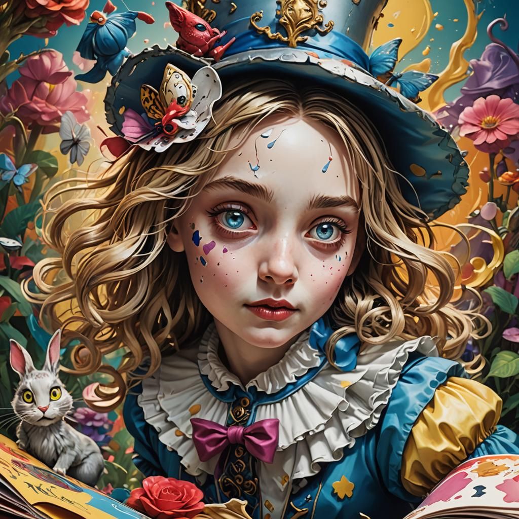 Hyperrealistic Alice in Wonderland Pop-Up Book