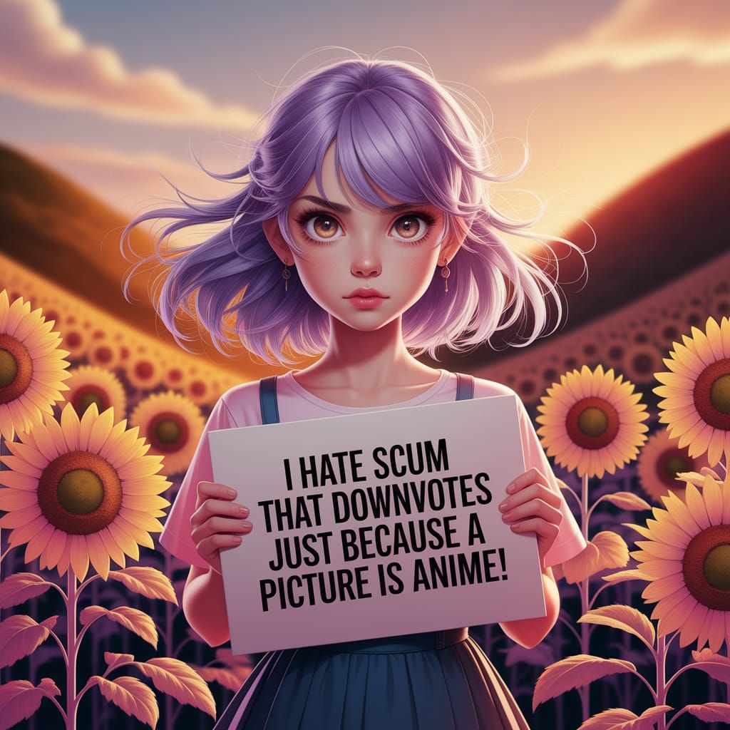 Anime Fan Protests Downvotes in Digital Art Style