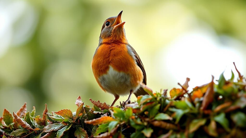 a robin is proudly singing