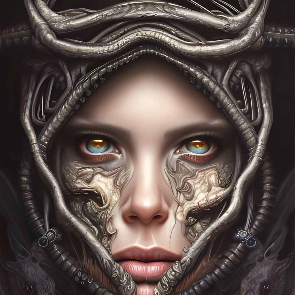 Ominous Psychedelic Portrait in Post-Apocalyptic Style
