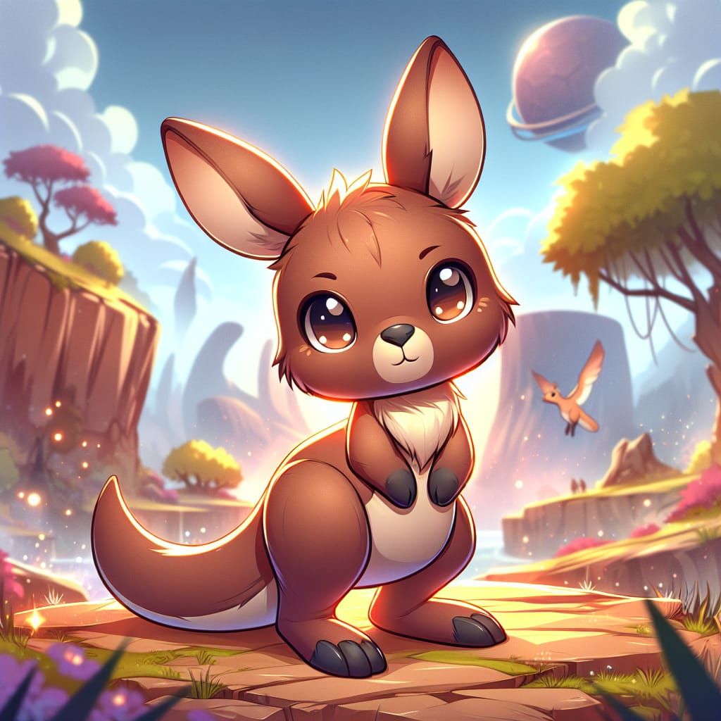 Chibi kangaroo in the outback