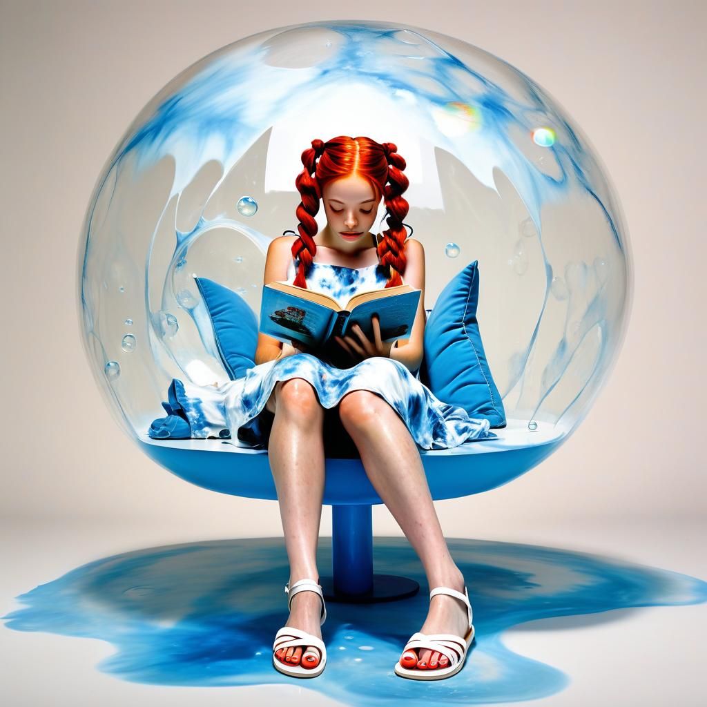 Girl in Bubble: A Surreal Oil Painting