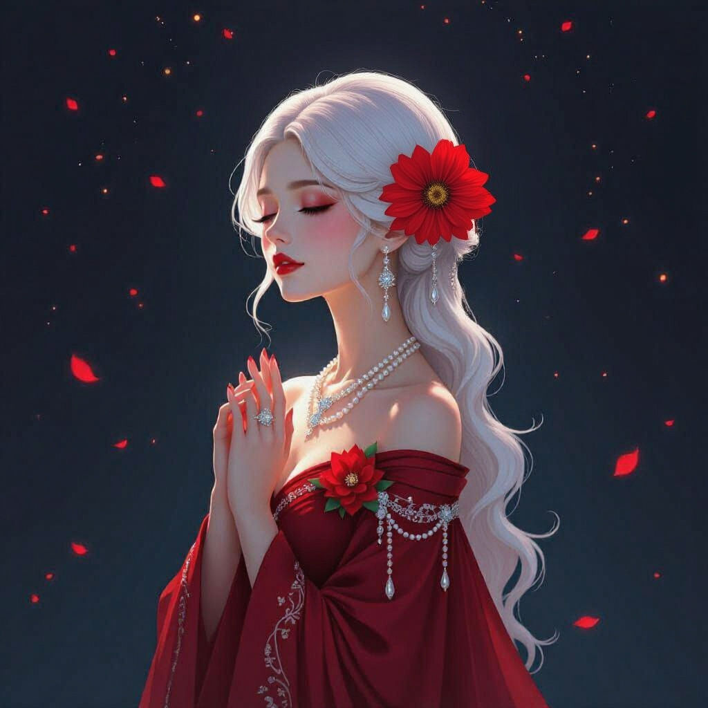 Ethereal Woman with Lotus Crown in Digital Art