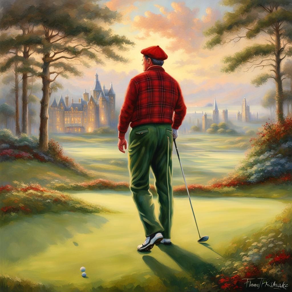 Golfer in Plaid at St Andrews: Fantasy Style