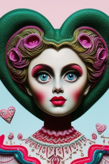 Heart Goddess in Maximalist Kawaii Style