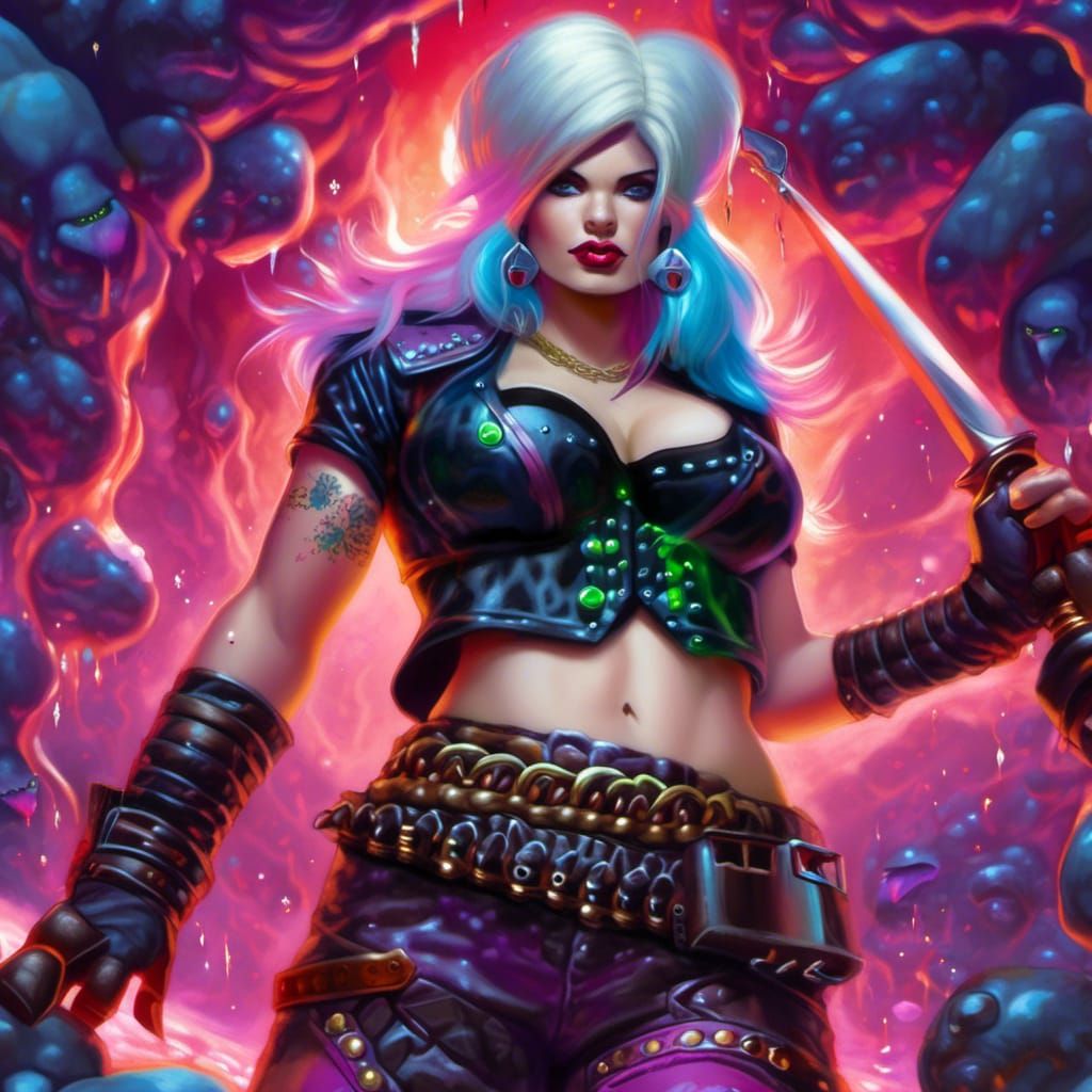 Punk Barbarian in Crystal Cavern: Alcohol Ink Style