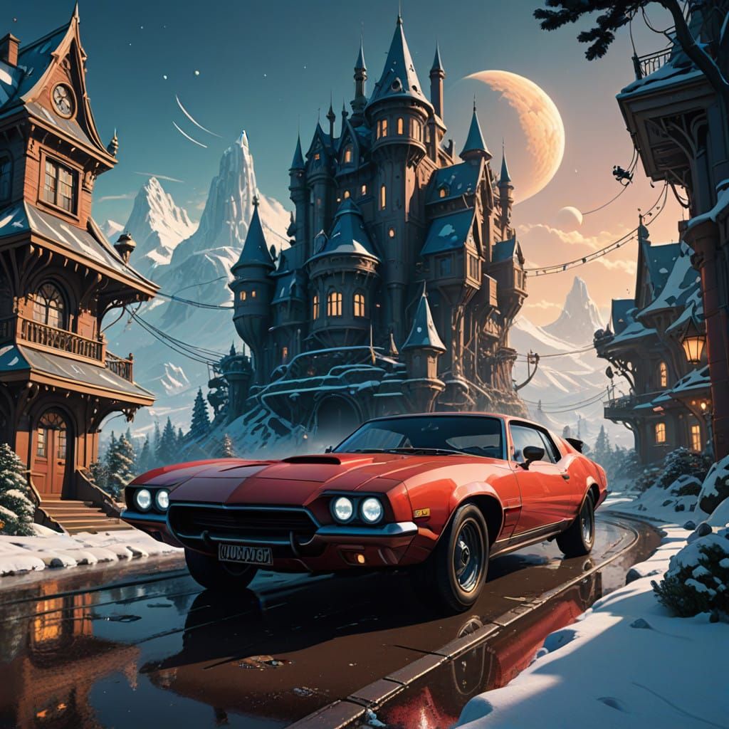 Wonderland Christmas Scene in Vibrant Matte Painting