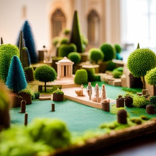 Versailles Garden Diorama: Neo-Impressionist Miniature Art