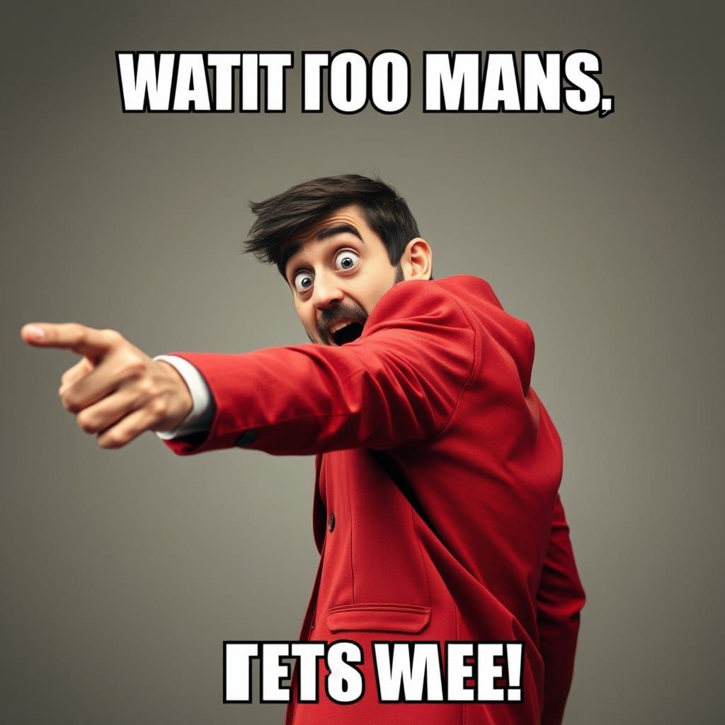 Astonished Meme Points Backwards in a Hilarious Moment