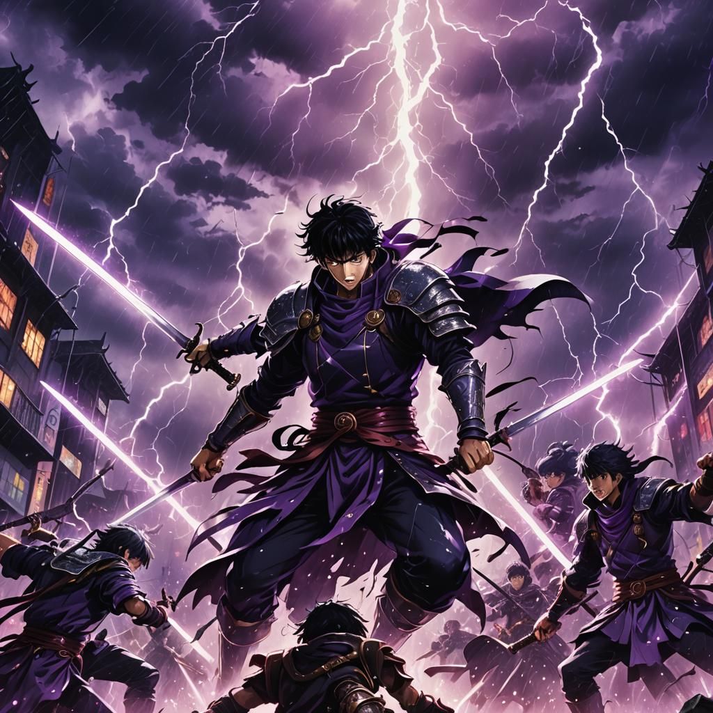 Dark Fantasy Swordsmen Battle with Glowing Swords