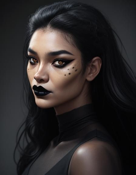 A massive beautiful Tiger woman in black dress