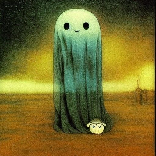 Cute Ghost's First Day, Ghibli-esque Art