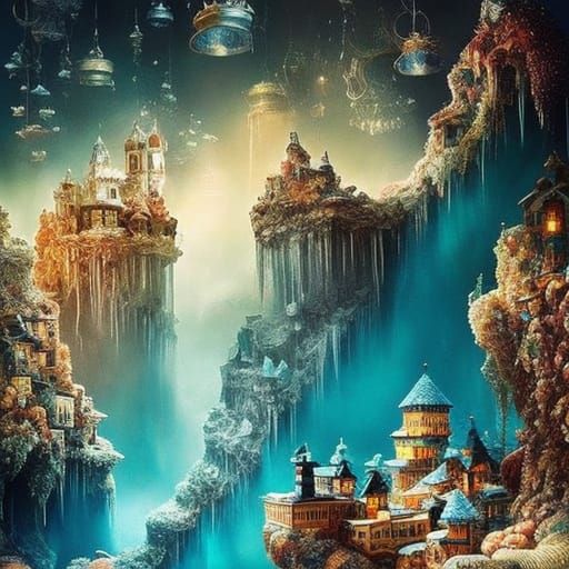 Intricate Inkblot Fantasy Art in Hyperrealistic Style