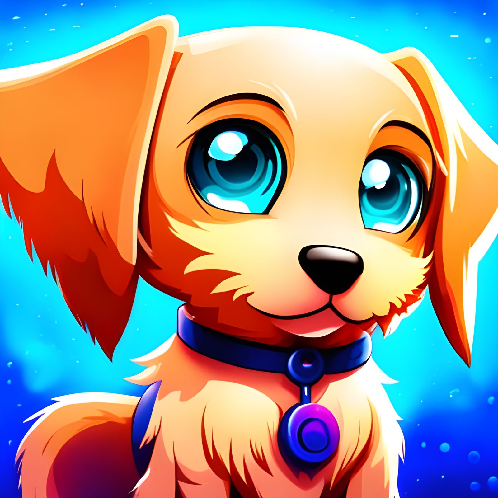 Cute Chibi Puppy with Floppy Ears in Anime Art