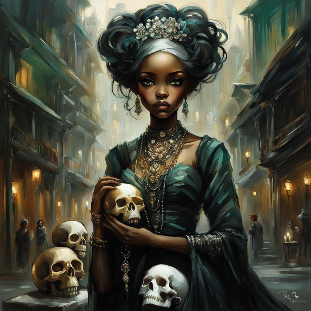 Chibi Voodoo Priestess in Ethereal Lighting