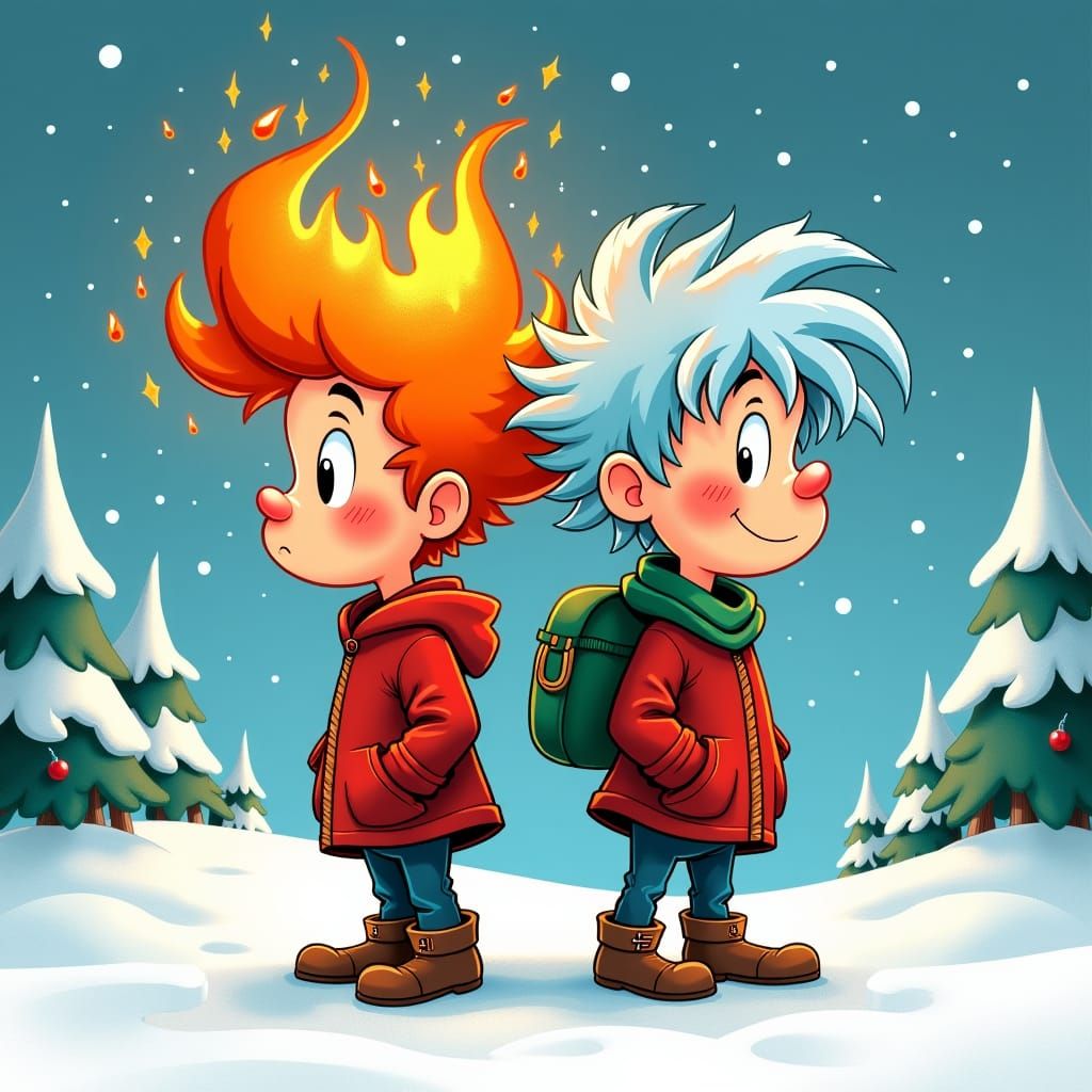 Christmas Cartoon Brothers: Fire and Ice Wonderland