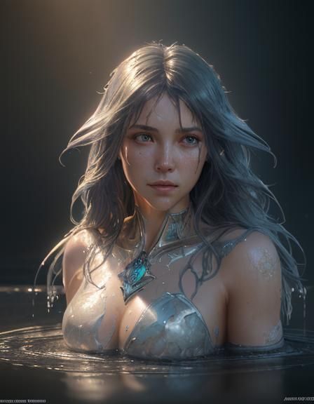 Angelic Water Fountain Portrait in Hyperdetailed Style