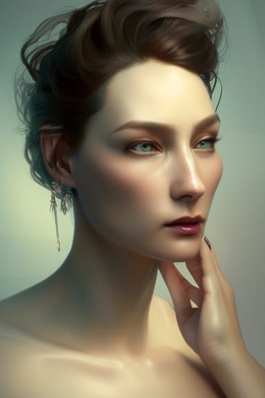 Detailed Portrait of a Beautiful Middle-Aged Woman