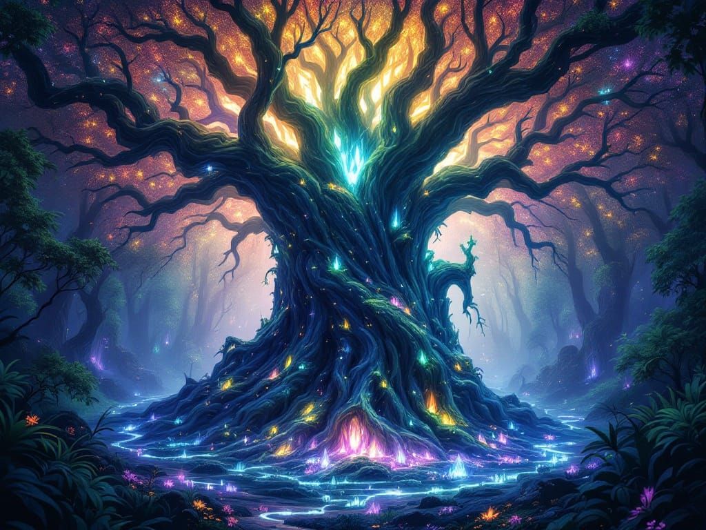 Ethereal Tree of Life Radiates Bioluminescent Energy