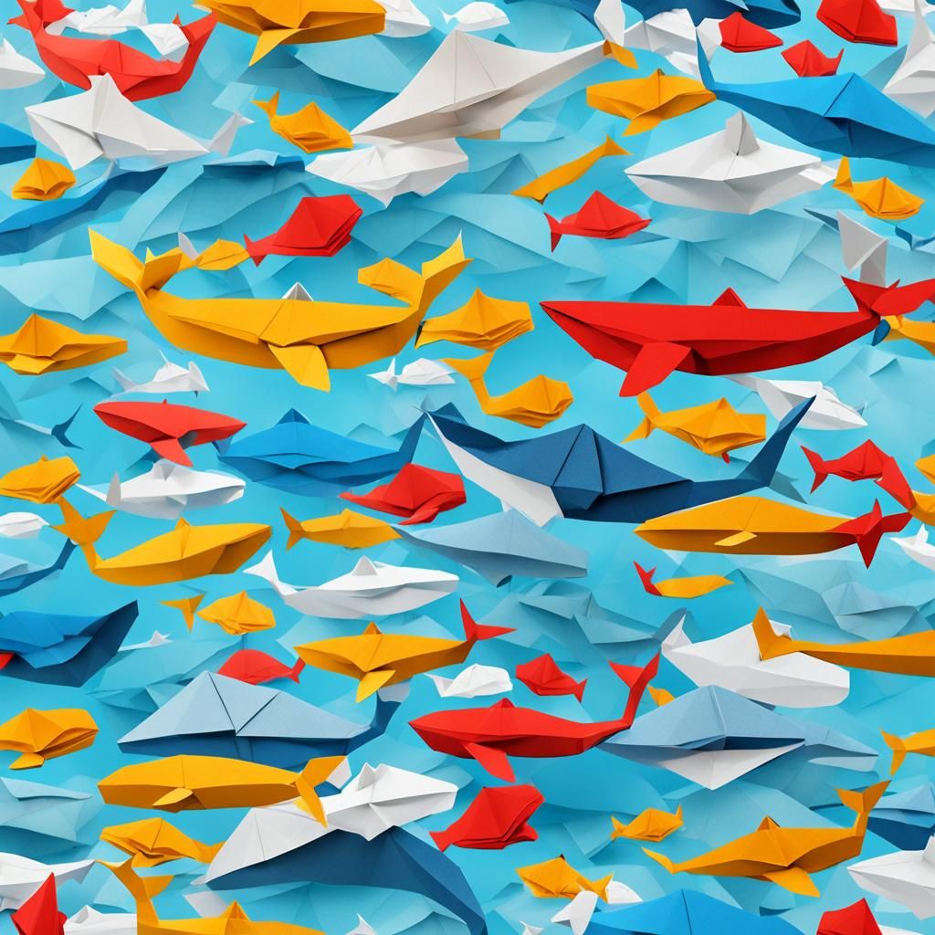 Origami Whale Papercraft in 8K Resolution