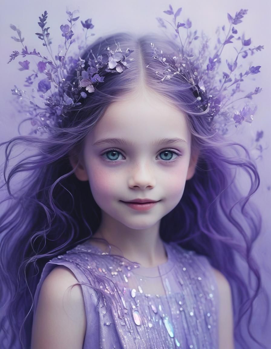 Ethereal Portrait of a Girl in Violet and Black