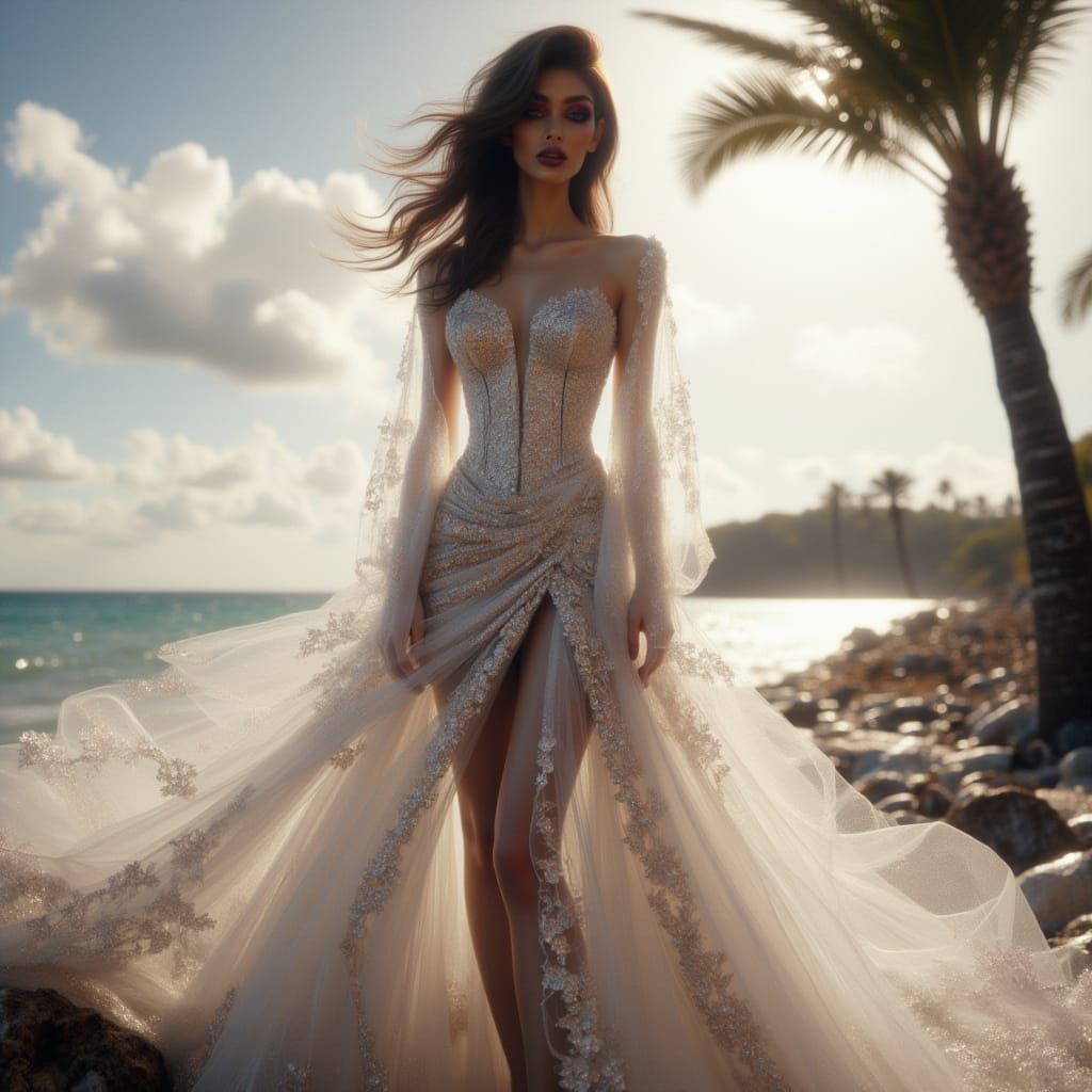 Elegant Modern Wedding Dress with Lace and Tulle