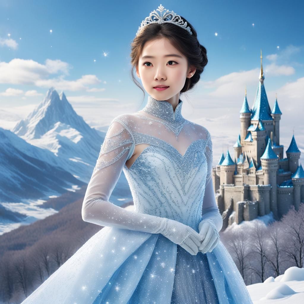 Korean Snow Princess Creates Winter Snowscape