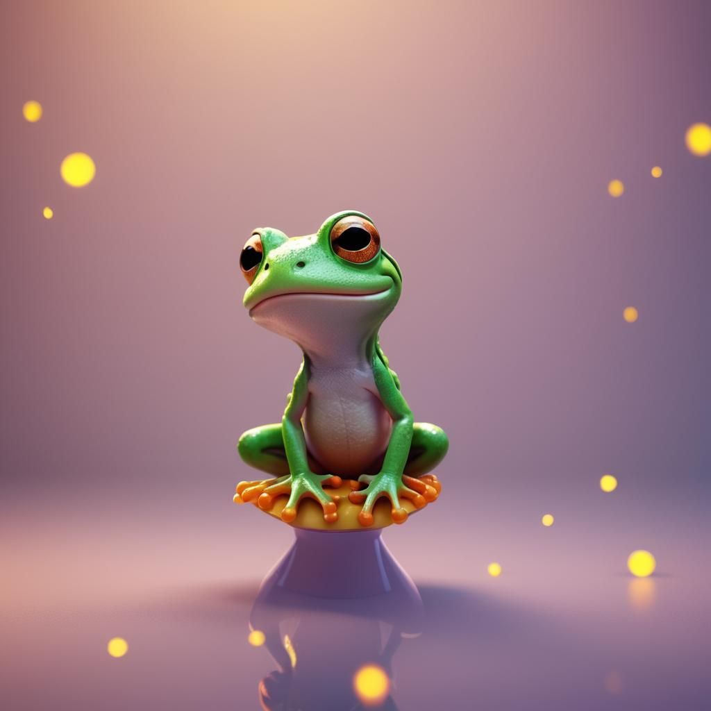 Cartoon Baby Frog in Pixar-Style 3D Animation
