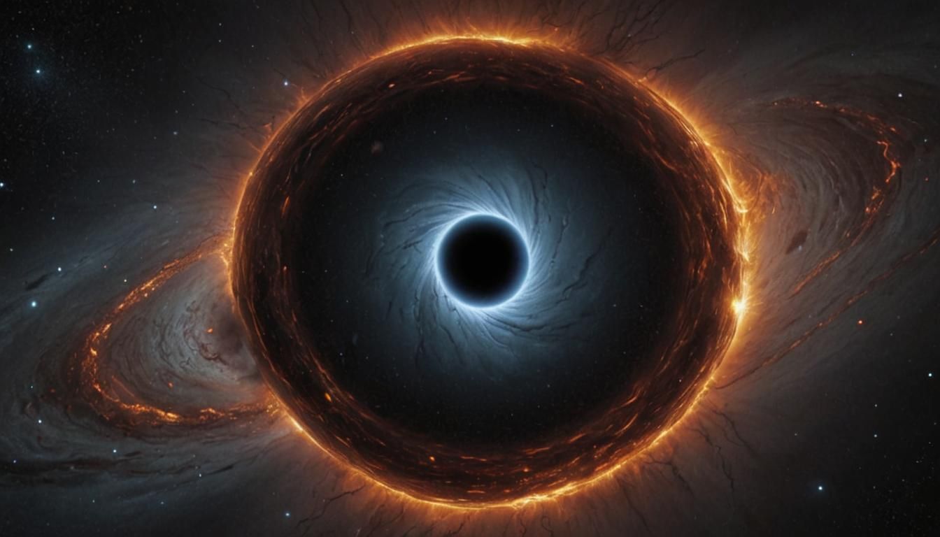 Hyperrealistic Black Hole Portrait with Anamorphic Lens Flar...