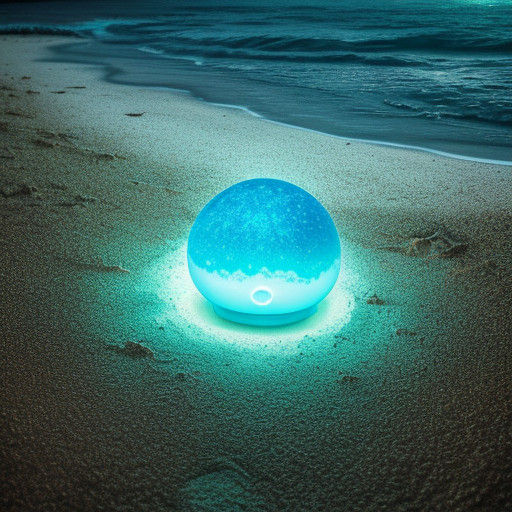Surreal Futuristic Scene with Glowing UFO on Sandy Beach