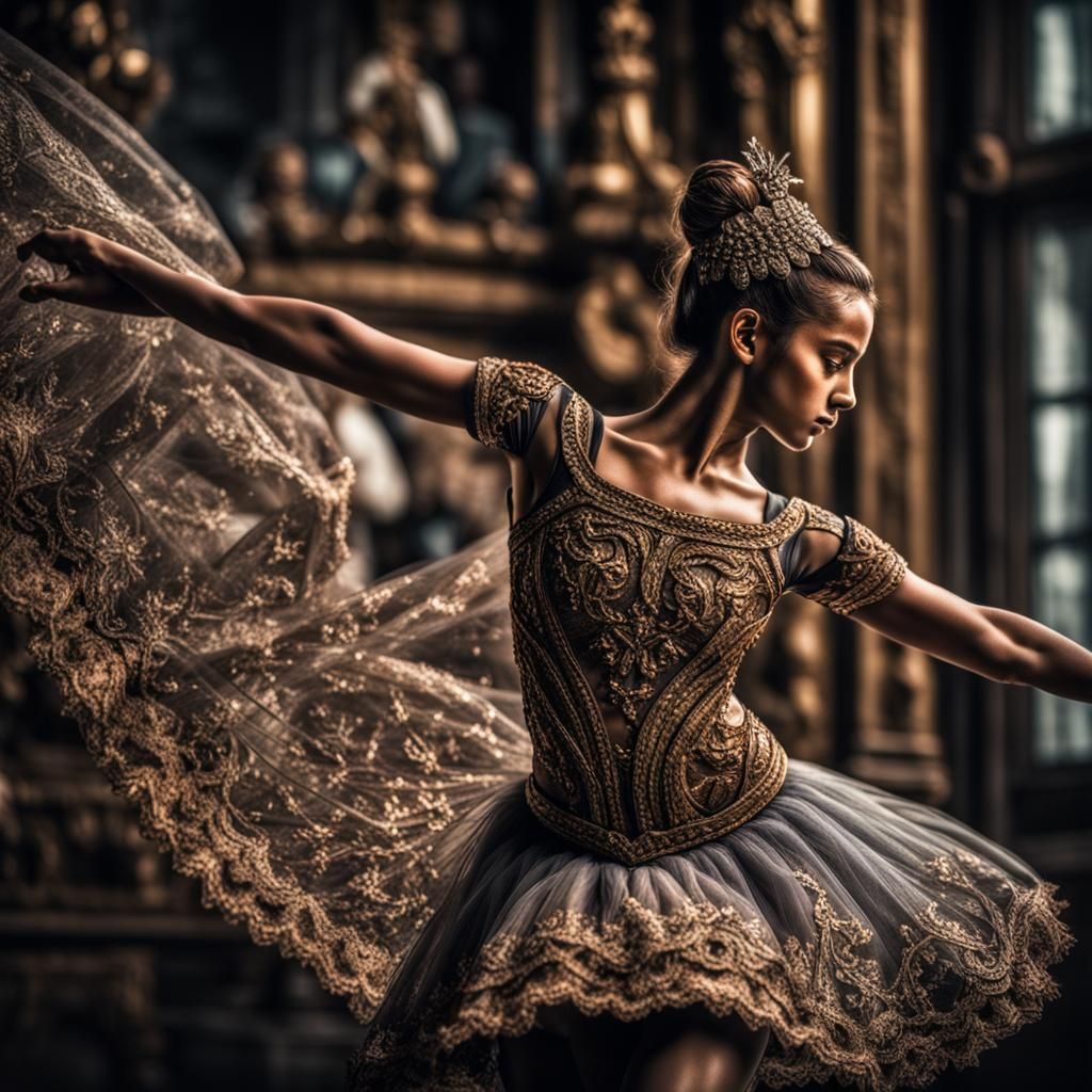 Hyperrealistic Ballet Dancer in Atmospheric Lighting