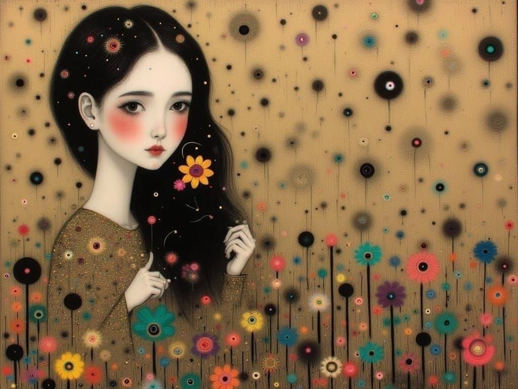 Golden Woman: Impressionistic Portrait in Klimt Style