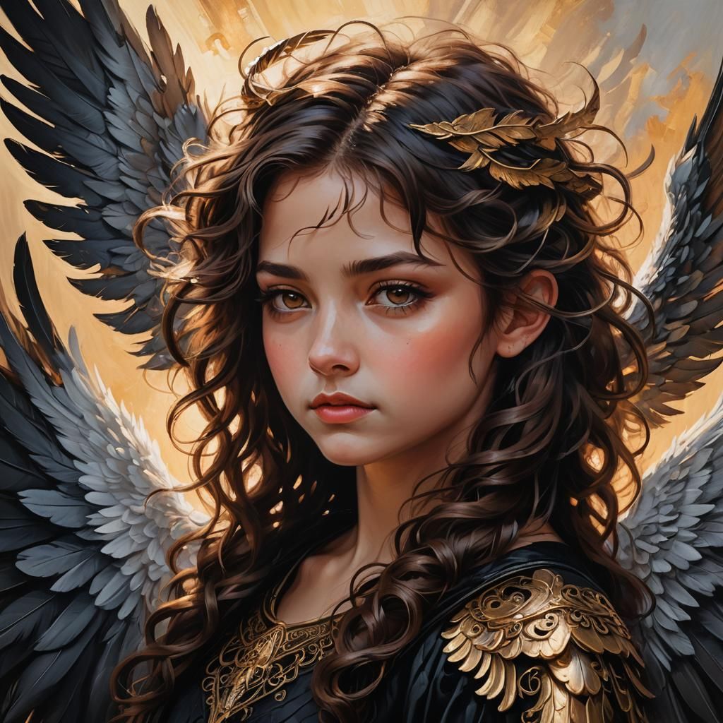 Fantasy Portrait: Girl with Horns and Wings