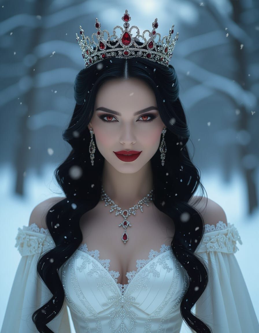 Regal Vampire Queen in Moody Winter Forest