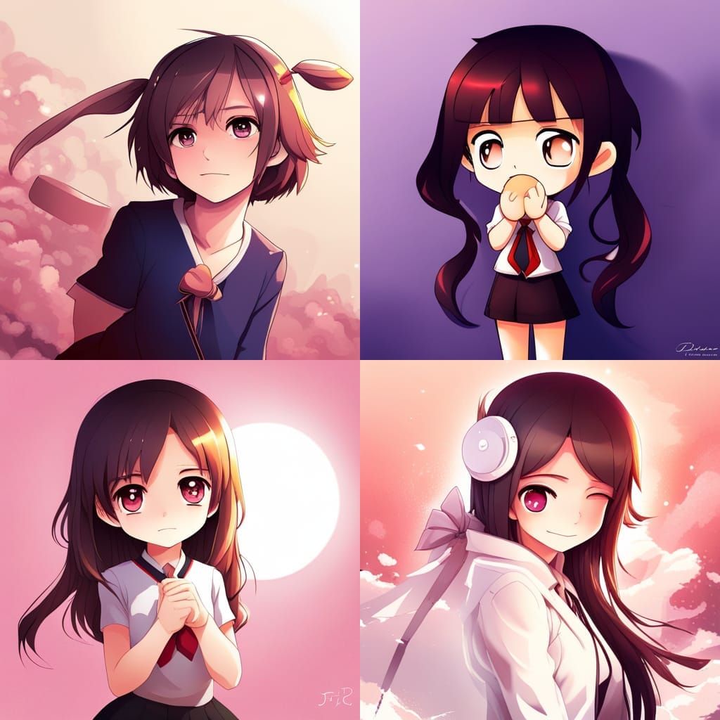 Cute Gacha Girl with Shadow, in Anime Style