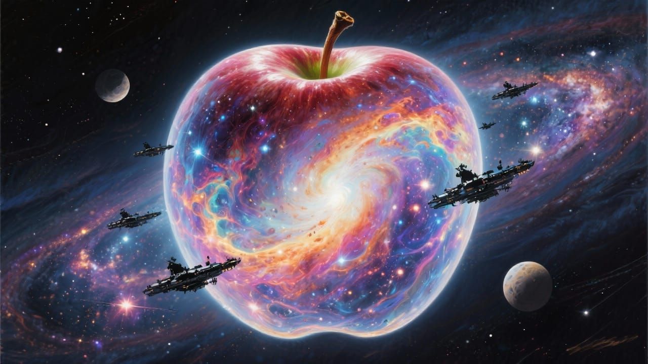 Cosmic Apple Nebula: Surreal Space Art