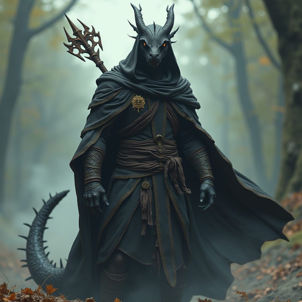 Majestic Black Dragonborn in Mystic Realm
