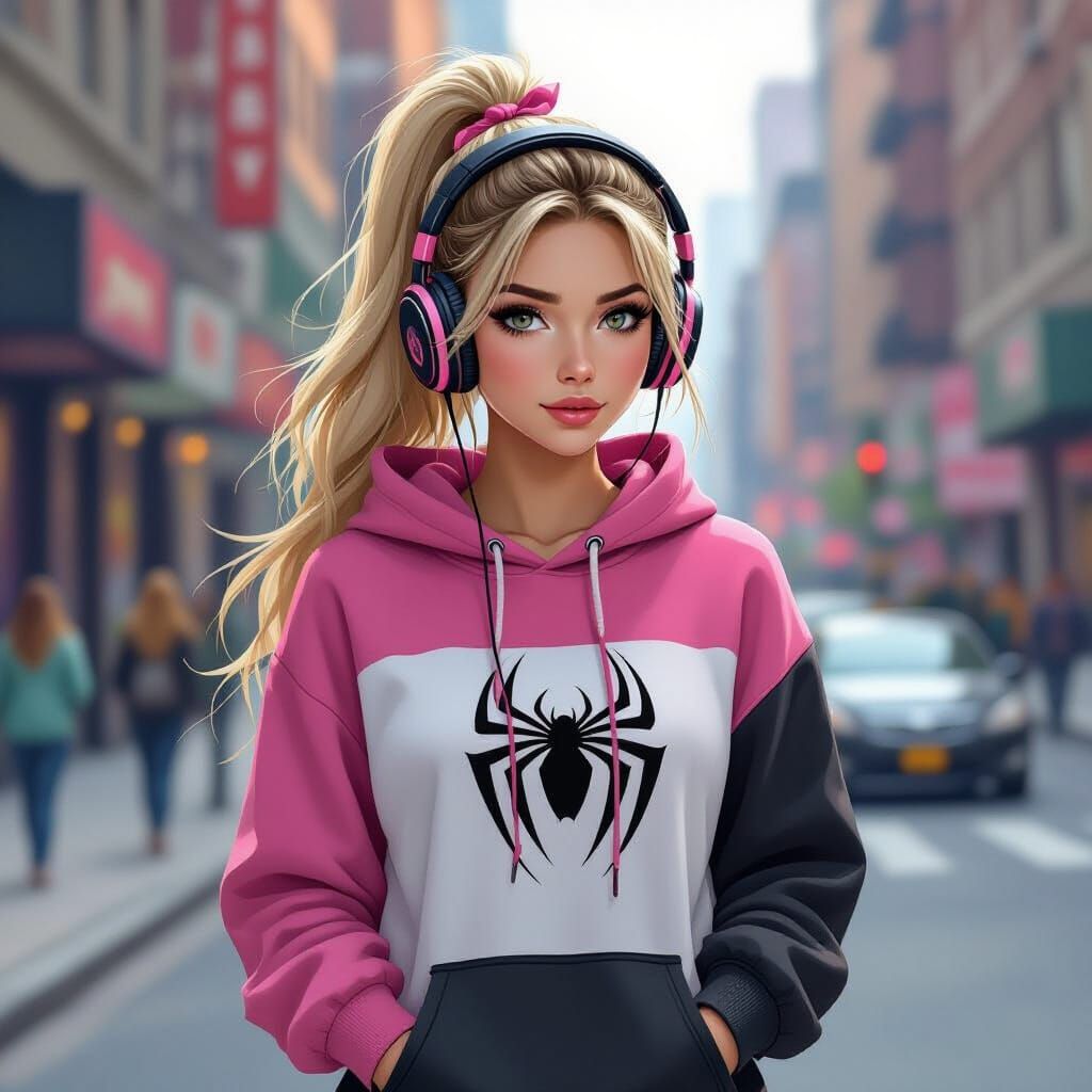 Gwen Stacy in New York City, Digital Painting Style