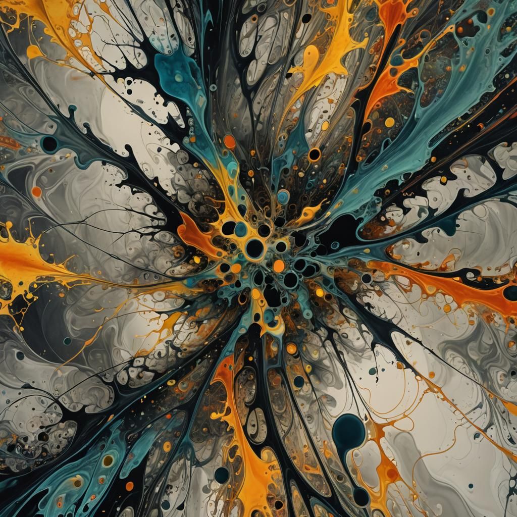 Abstract Flowing Ink Ellipses in Vintage Style