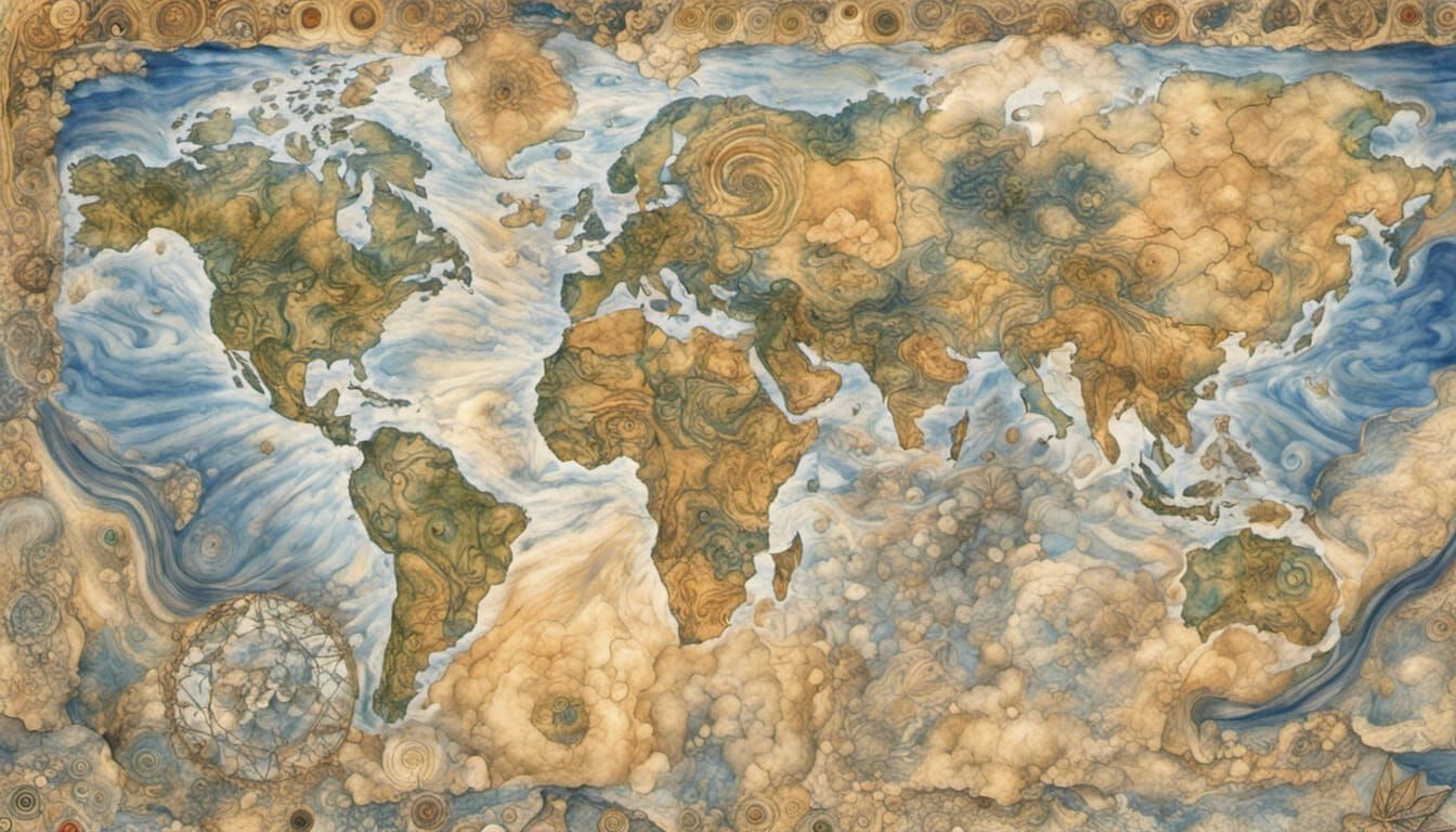 Earth Chakras and World Map in Quantum Zentangle