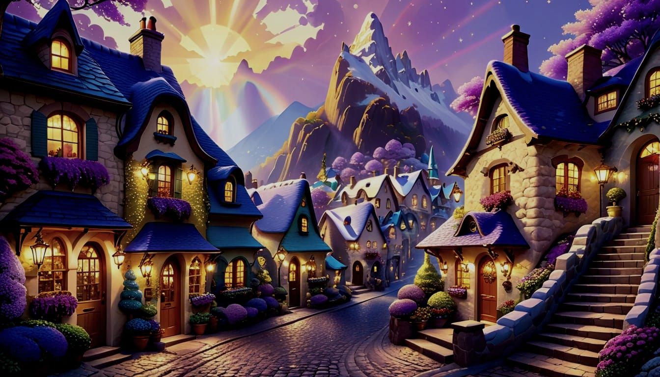 Gemstone Village Sparkling in Golden Hour Sun