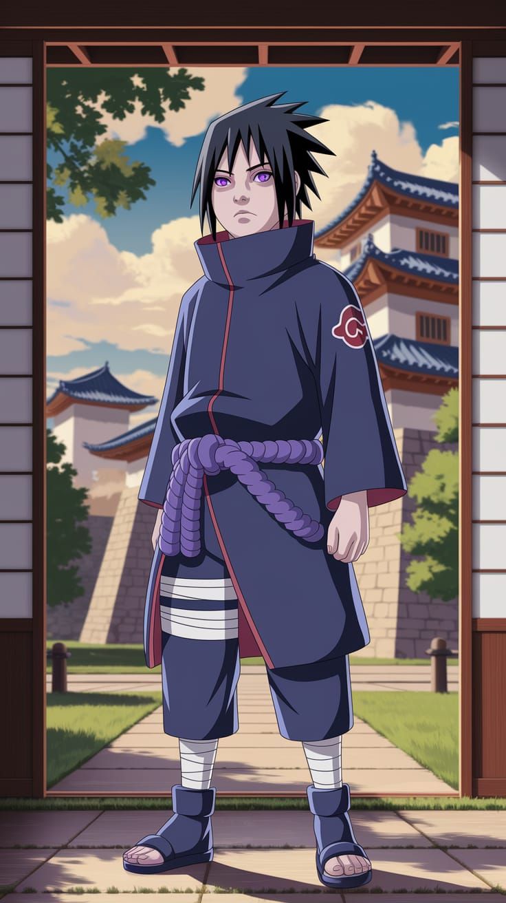 Teenage Sasuke Uchiha in Traditional Ninja Attire
