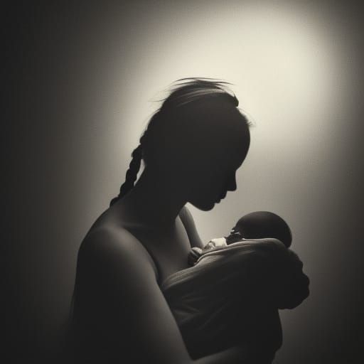 Chiaroscuro Portrait: Mother and Newborn Baby