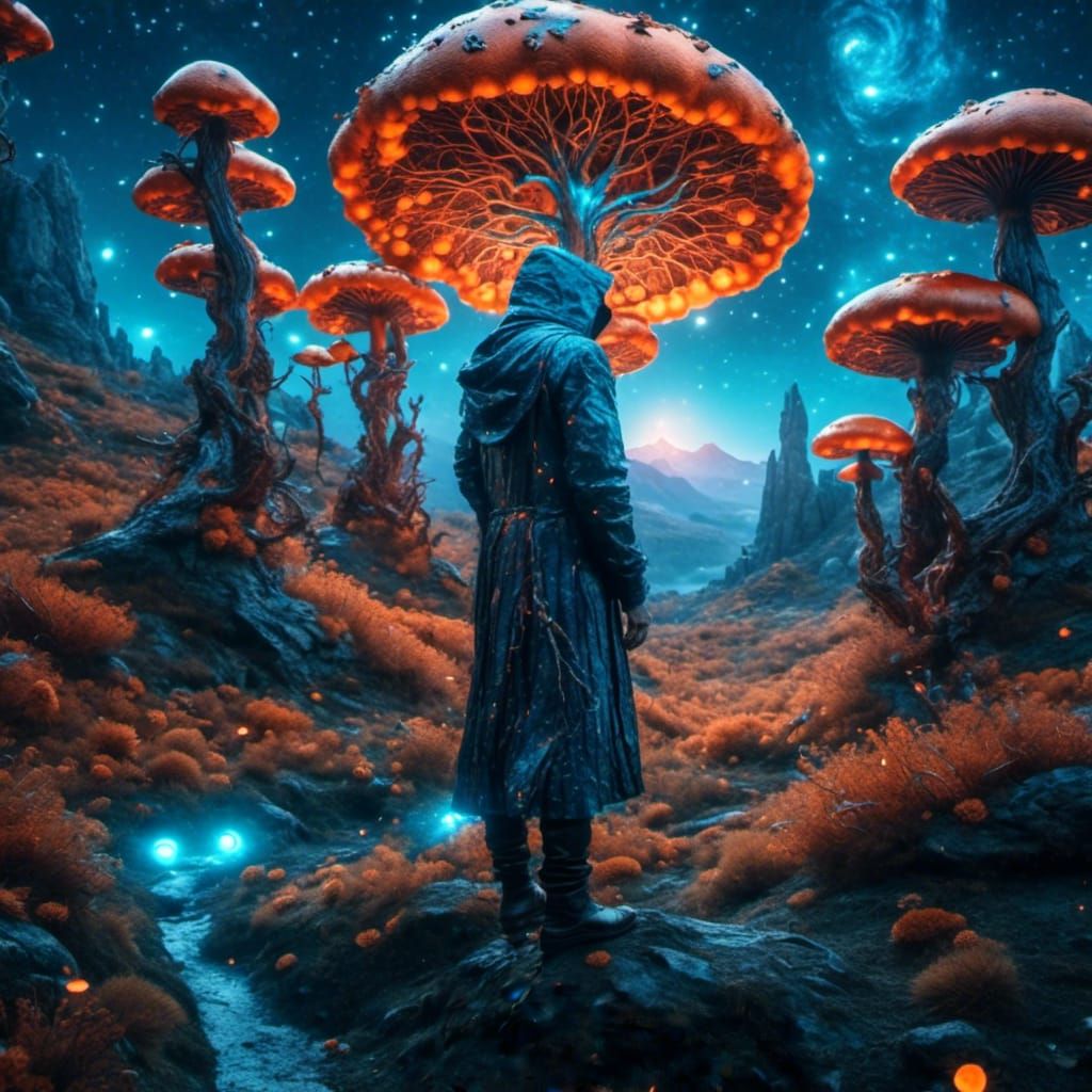 Mystical Wizard in a Fantasy Forest, Beksiński Style